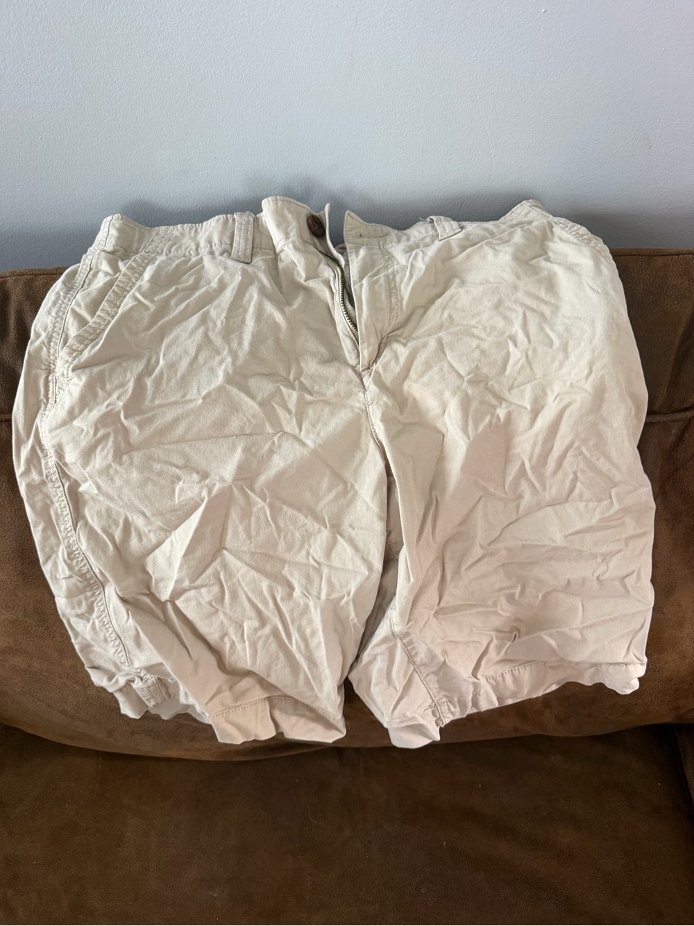 urban pipeline Men's Cream Flat-Front Cotton Shorts